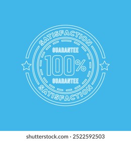 100% Guarantee Badge Vector Design Collection Blue Line