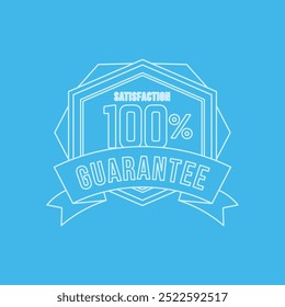 100% Guarantee Badge Vector Design Collection Blue Line