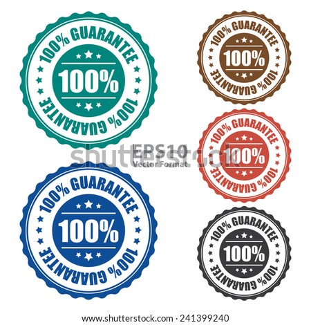 100% guarantee icon, tag, label, badge, sign, sticker isolated on white, vector format