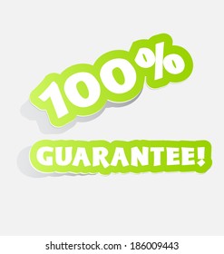 100% guarantee label realistic sticker sign set. Vector illustration