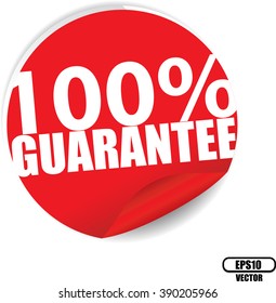 100% guarantee red Label, Sign, stickers and symbol -Vector Illustration
