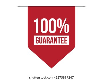 100% guarantee red vector banner illustration isolated on white background