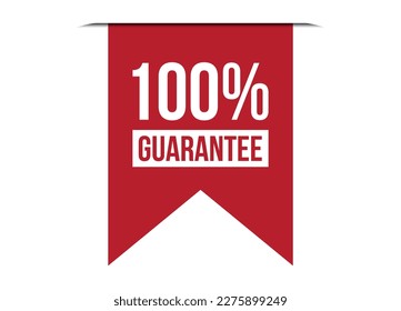 100% guarantee red vector banner illustration isolated on white background