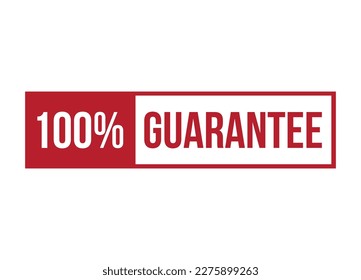 100% guarantee red vector banner illustration isolated on white background