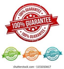 100% Guarantee Stamp Button Banner Badge in different colours.