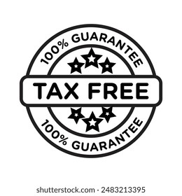 100% Guarantee Tax Free icon linear logo mark in black and white