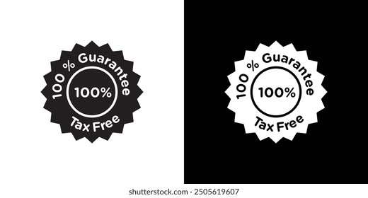 100 Guarantee Tax Free icon line art vector
