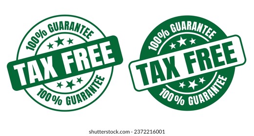 100% Guarantee Tax Free rounded vector symbol set on white background