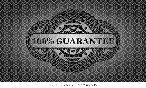 100% Garantie Text in schwarz abstraktem Badge. Muster, klassischer Hintergrund. Künstlerische Illustration. 