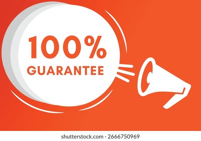 100% garantía de burbuja de color blanco. Vector aislado Fondo colorido. Símbolo plano para Anuncio publicitario.