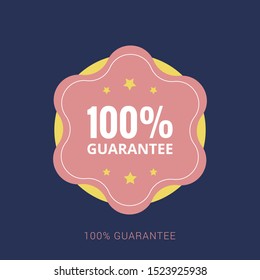 100% GUARANTEED LABEL , Guaranteed tags badge, guaranteed label. Minimal flat icon
