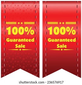 100% guaranteed sale vector label or badge in red. One hundred percent guarantee.