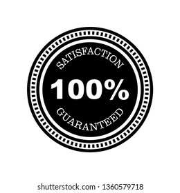 100% Guaranteed Satisfaction Emblem - Badge Illustration As A Simple Vector Sign & Trendy Symbol for Design and Websites, Presentation or Mobile Application.