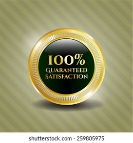 100% de satisfacción garantizada emblema brillante.