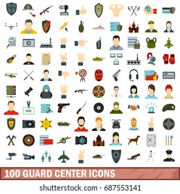 100 guard center icons set in flat style for any design vector illustration