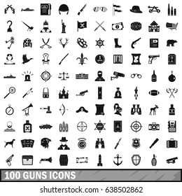 100 guns icons set in simple style for any design vector illustration