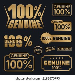 100% Gunuine, Gold Element Luxury Design. Vector Illustration