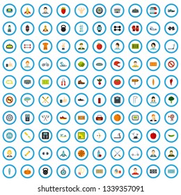 100 gym icons set in flat style for any design vector illustration