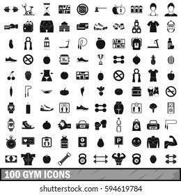 100 gym icons set in simple style for any design vector illustration