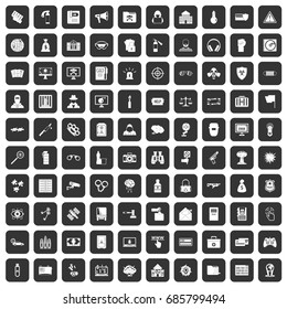 100 hacking icons set in black color isolated vector illustration