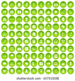 100 hacking icons set green circle isolated on white background vector illustration