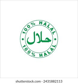 100 % halal Arabic Urdu vector calligraphy badge