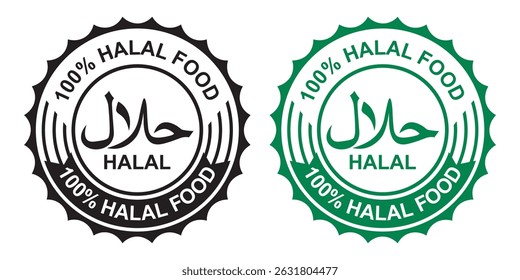100% Halal food vector logo, icon and symbol