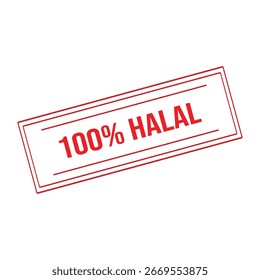 100% Halal - Roter Gummistempel auf weißem Hintergrund.