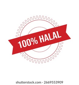 100% Halal - carimbo vermelho no fundo branco.