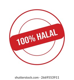 100% Halal - Sello de goma rojo sobre fondo blanco.