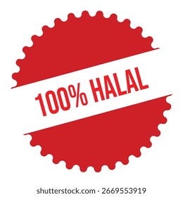 100% Halal - Roter Gummistempel auf weißem Hintergrund.