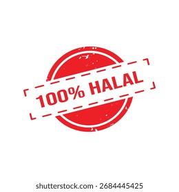 100% Halal Rubber Stamp. Red Rubber Grunge Stamp Vektorgrafik