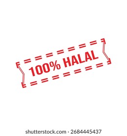 Sello de goma 100% Halal. Ilustración vectorial de sello Grunge de goma roja