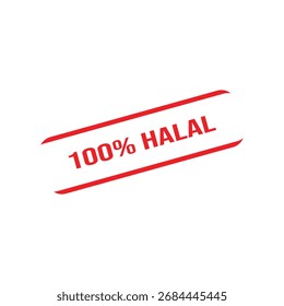 Sello de goma 100% Halal. Ilustración vectorial de sello Grunge de goma roja