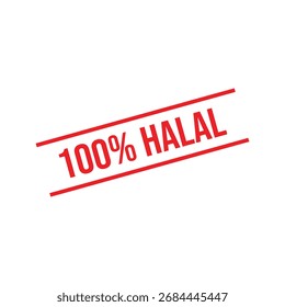 100% Halal Rubber Stamp. Red Rubber Grunge Stamp Vektorgrafik