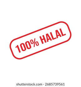 100% Halal Stamp Seal Vector Illustration
