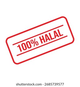 100% Halal Stamp Seal Vector Illustration