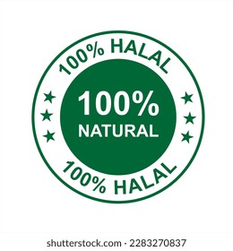 100% Halal vector logo, icon and symbol