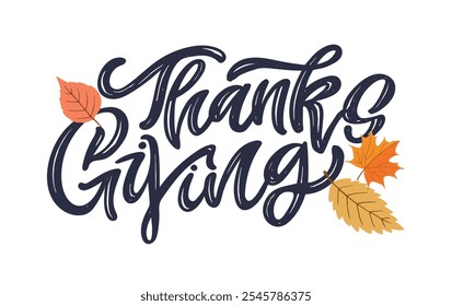 100% hand drawn doodle vector file. Lettering thanksgiving. Give thanks. Lettering for t-shirt design, mug print, bag print, clothes fashion. 