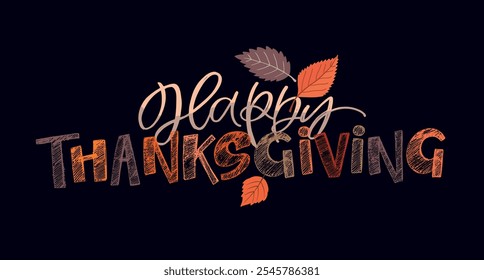 100% hand drawn doodle vector file. Lettering thanksgiving. Give thanks. Lettering for t-shirt design, mug print, bag print, clothes fashion. 