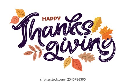 100% hand drawn doodle vector file. Lettering thanksgiving. Give thanks. Lettering for t-shirt design, mug print, bag print, clothes fashion. 