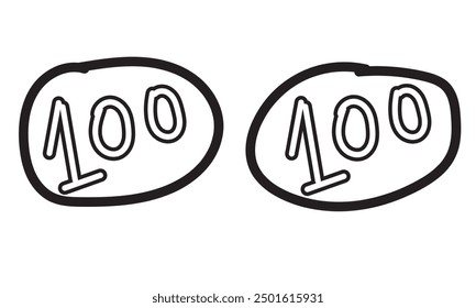 100 hand drawn logo on a white background