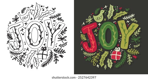 100% hand drawn vector image. JOY - cute hand drawn doodle lettering quote. Lettering for t-shirt design, mug print, bag print, clothes fashion. 