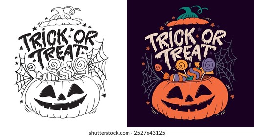 Imagen de Vector 100% dibujado a mano. Feliz Halloween. Linda cita de letras de doodle dibujadas a mano. Letras para el diseño de la camiseta, impresión de la taza, impresión del bolso, moda de la ropa. 