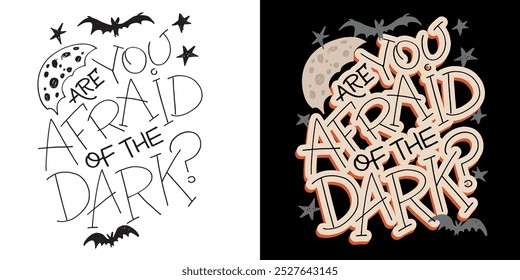 Imagen de Vector 100% dibujado a mano. Feliz Halloween. Linda cita de letras de doodle dibujadas a mano. Letras para el diseño de la camiseta, impresión de la taza, impresión del bolso, moda de la ropa. 