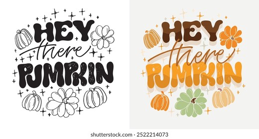 100% hand drawn vector image.Lettering quote about fall, pumpkin, thanksgiving. Give thanks. Lettering for t-shirt design, mug print, bag print, clothes fashion. 