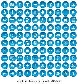 100 hand icons set blue