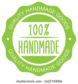 100% Handmade. Quality Handmade Goods. Vector Stamp.