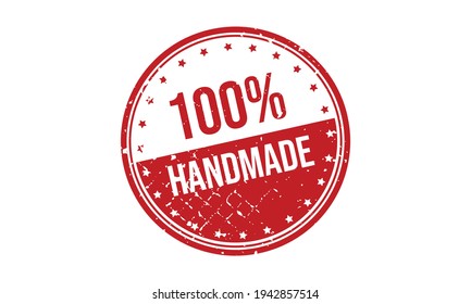 100% Handmade Rubber Stamp. 100% Handmade Grunge Stamp Seal Vector Illustration
