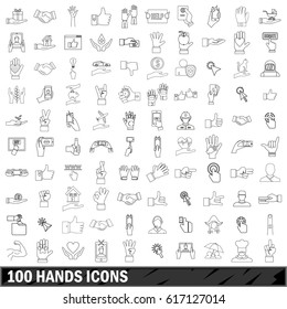 100 hands icons set in outline style for any design vector illustration